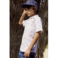 Spring Break boy's white poplin shirt