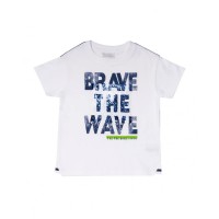 White knit t-shirt 'brave wave' boy Diving Adventures