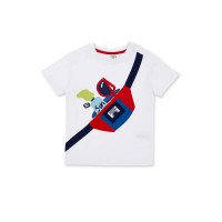 White knit t-shirt pocket for boy Beach Day