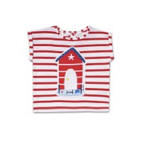 Red white knit T-shirt for girl Beach Day 