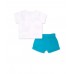 White blue chiffon knit set for boy Turtles 