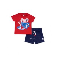 Red blue knit set for boy Beach Day  