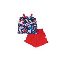 Red knit set for girl Beach Day 