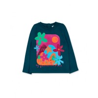 Green knit T-shirt for girl Trekking Time 