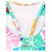 White girl's swimsuit with floral print and ruffles 
