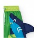 Boys' green swim shorts with shark and fin 