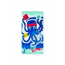 Blue children's towel with octopus design 