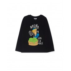 Black knit t-shirt for boy SK8 Park 