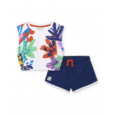 Navy white knit set for girl Rockin The Jungle collection 