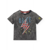 Gray knit t-shirt for boy Race Car collection 