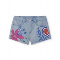 Blue denim shorts for girl Acid Bloom collection 