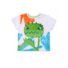 White knit appliqué t-shirt for boy Tropadelic collection 