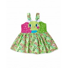 Applique green knit dress for girl Tropadelic collection 