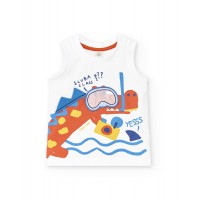 White knit tank top for boy Salty Air collection 