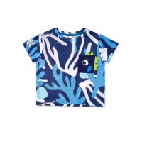 Blue printed knit t-shirt for boy Ocean Wonders collection 