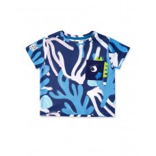 Blue printed knit t-shirt for boy Ocean Wonders collection 