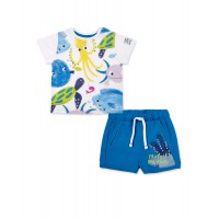 Blue white knit set for boy Ocean Wonders collection 