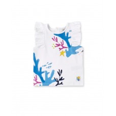 White ruffled knit t-shirt for girl Ocean Wonders collection 