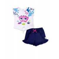 Navy white knit set for girl Ocean Wonders collection 