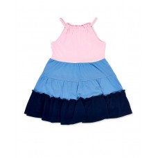 Pink blue knit dress for girl Carnet De Voyage collection 