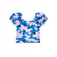 Blue floral knit t-shirt for girl Carnet De Voyage collection