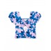 Blue floral knit t-shirt for girl Carnet De Voyage collection