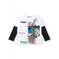 Boys white long-sleeved T-shirt from the Skater Collection