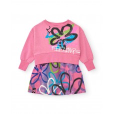 Pink dress for girls with graphic print from the Stay Crazy collection