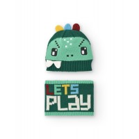 CYBER DINO KNITTED HAT AND SCARF