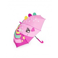 Pink umbrella for girls with dinosaur and rainbow design Cyber ​​Dino collection 