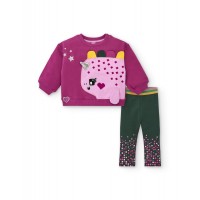 CYBER DINO GIRLS PLUSH SWEATSHIRT AND GREEN JERSEY LEGGINGS