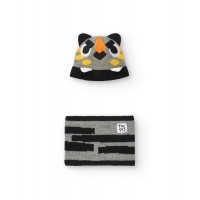 CARTOON CALLING KNITTED HAT AND SCARF FOR BOYS