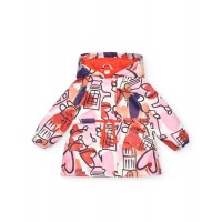 Waterproof jacket in pink with prints from the Cartoon Calling collection