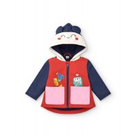 Waterproof trench coat for girls in red with fun details from the Big Brains collection 