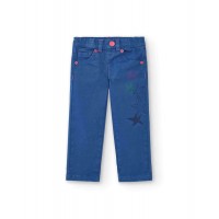 Girl's denim pants in blue with printed stars from the Amazing collection 