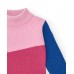  Girls knitted sweater in fuchsia with color blocks from the Amazing collection 