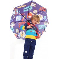 Blue children's umbrella with school print from the Big Brains collection 