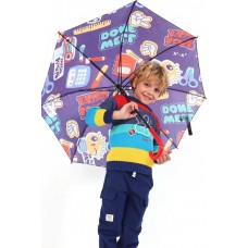 Blue children's umbrella with school print from the Big Brains collection 