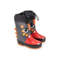  Black and red children's rain boots with character design from the Cartoon Calling collection