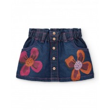  Denim skirt for girls in blue with floral print Super Natural collection 