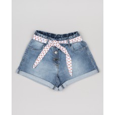 FLEECE DENIM SHORT WITH BELT