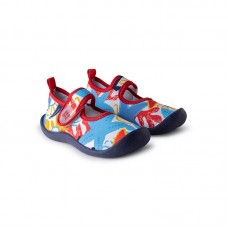 BLUE VELCRO LYCRA SHOES  RED SUBMARINE