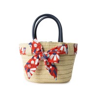 RED FLOWERS RAFFIA HANDBAG FOR GIRLS SEA LOVERS