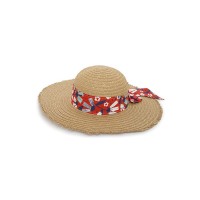 RED FLOWERS RAFFIA HAT FOR GIRLS SEA LOVERS