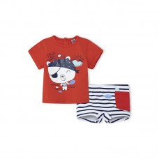 RED STRIPED BATHING SUIT FOR BOYS LITTLE PIRATES