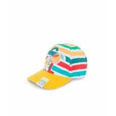 Yellow striped twill cap for boys fruitty time