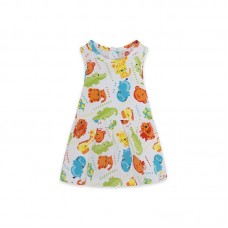 WHITE PRINTED JERSEY DRESS FOR GIRLS HI! SUNSHINE