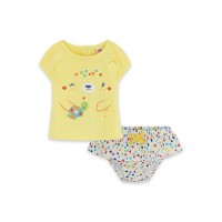 YELLOW HEARTS JERSEY T-SHIRT AND SHORTS FOR GIRLS HI! SUNSHINE