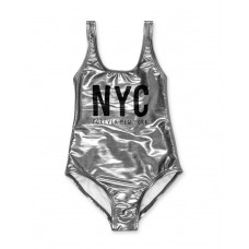 Metallic silver swimsuit for girl One day in NYC 