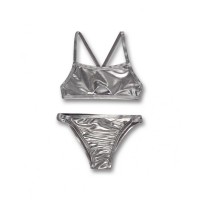 Metallic silver bikini girl One day in NYC 